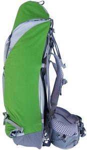 Aarn Effortless Rhythm hiking pack, view of side showing padded waist belt and straps