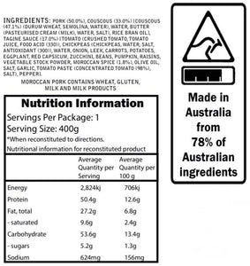 Campers Pantry Moroccan Pork meal nutritional information