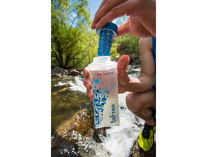 Katadyn BeFree Water Filtration Soft Flask 0.6L in use near stream