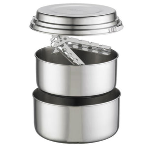 Stainless steel pot set with tongs
