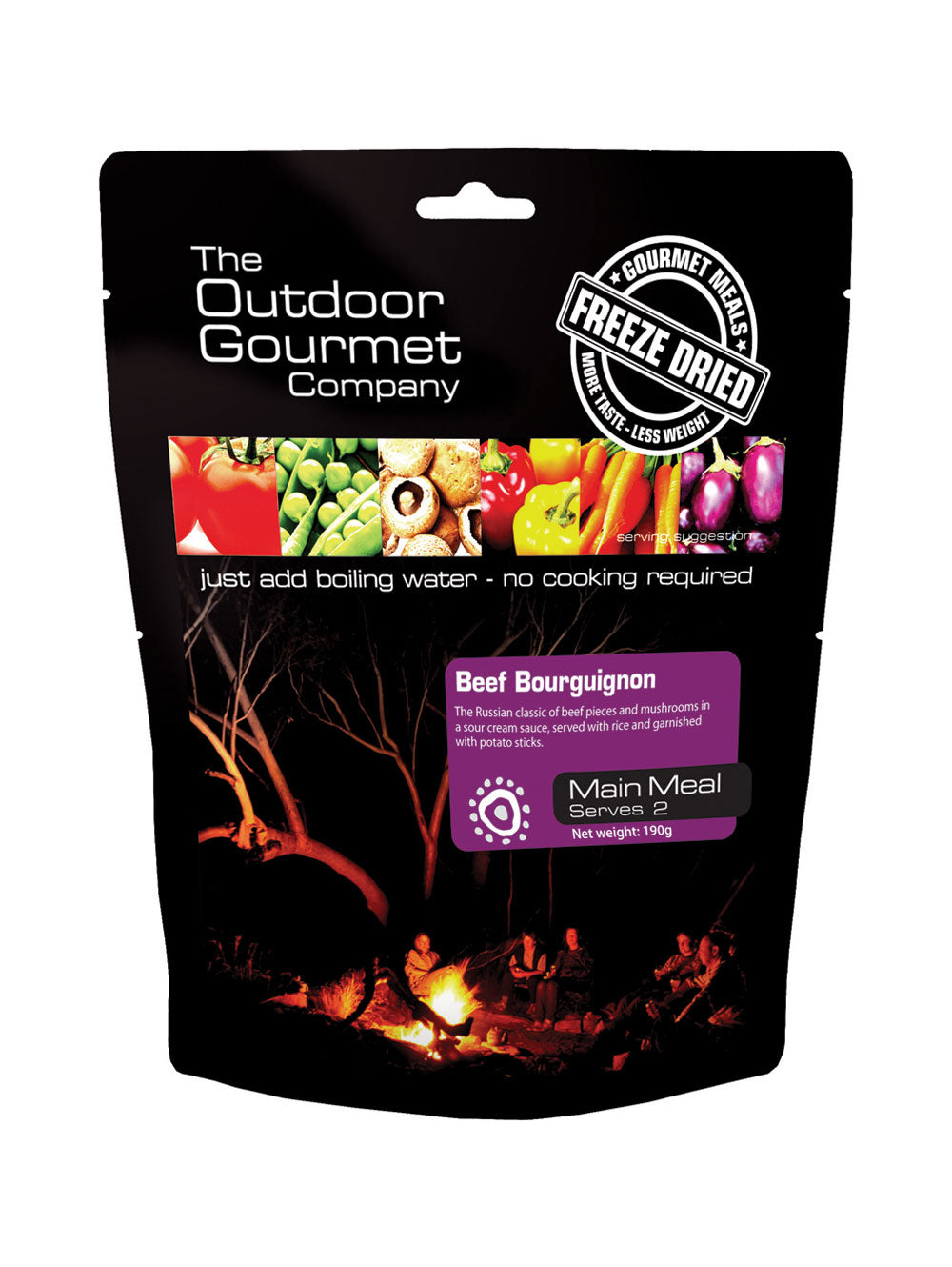 Outdoor Gourmet Beef Bourguignon Freeze-dried Meal - Serves 2