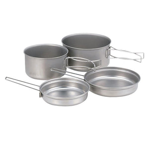 Snow Peak Titanium Multi Compact Cook Set - Lightweight 4-piece Pot Set