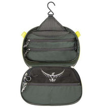 Load image into Gallery viewer, Osprey Ultralight Hanging Toiletry Kit (Washbag Cassette) open with internal pockets showing