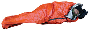 SOL Emergency Bivvy used like a sleeping bag with person inside