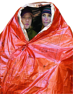 SOL Emergency Survival Blanket wrapped around 2 people
